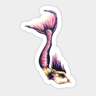 Diving Pink Mermaid Sticker